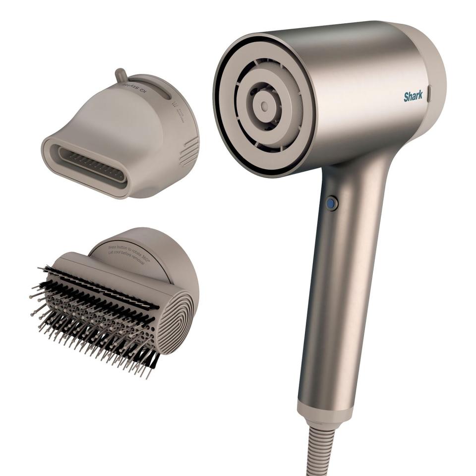 Shark HyperAir Hair Blow Dryer with IQ 2-in-1 Concentrator &amp; Styling Brush Attachments in Stone