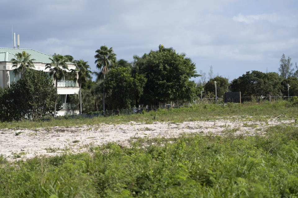 Little remains on a lot in Nassau, Bahamas, shown on Wednesday, Dec. 7, 2022, where cryptocurrency exchange FTX broke ground on its headquarters in April. The country's prime minister, Philip Davis, participated in the groundbreaking ceremony, along with Sam Bankman-Fried, the head of FTX. (AP Photo/Ken Sweet)