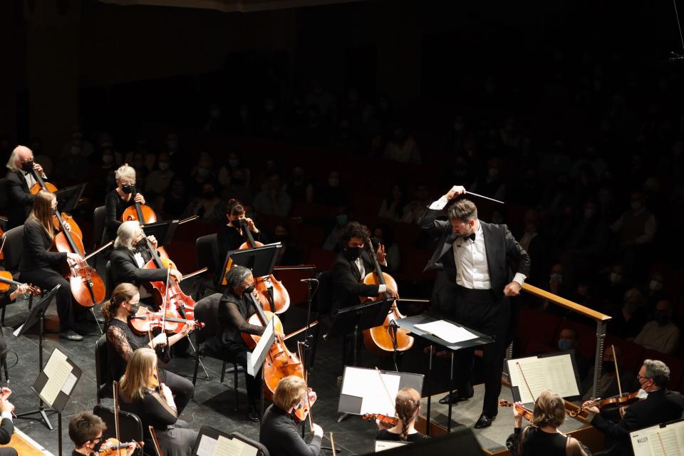 The Asheville Symphony performs at Thomas Wolfe Auditorium.