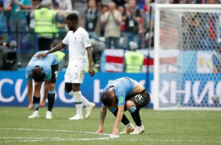 Soccer Football - World Cup - Quarter Final - Uruguay vs France - Nizhny Novgorod Stadium, Nizhny Novgorod, Russia - July 6, 2018 Uruguay's Lucas Torreira looks dejected after the match REUTERS/Grigory Dukor