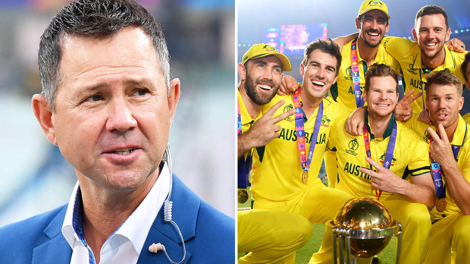 Ricky Ponting and Pat Cummins at the Cricket World Cup.