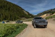 <p>Toyota's updated 2020 Tacoma TRD Pro sits at the top of its compact truck lineup. It's not built to bolt across deserts like a Ford F-150 Raptor, but to crawl across terrain that would break apart most truck and SUVs. Read the full story <a href="https://www.caranddriver.com/reviews/a28519889/2020-toyota-tacoma-trd-pro-drive/" rel="nofollow noopener" target="_blank" data-ylk="slk:here;elm:context_link;itc:0;sec:content-canvas" class="link ">here</a>.</p>