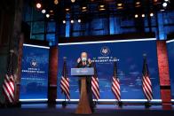 U.S. President-elect Joe Biden makes remarks on the economy from Wilmington, US