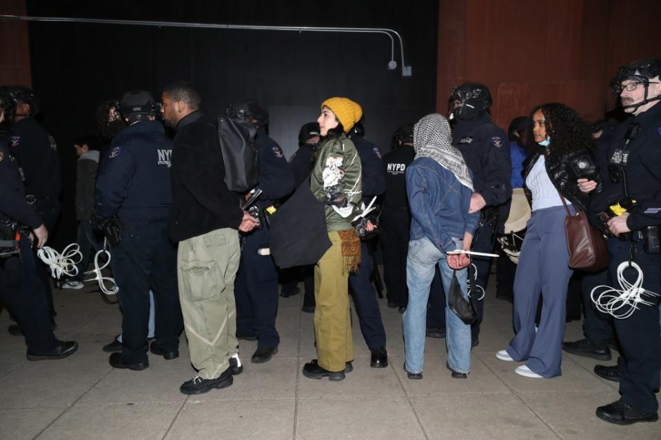 Protesters were detained with zip ties. William C Lopez/New York Post