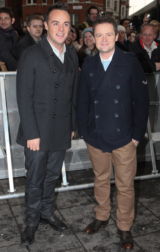 Britain’s Got Talent photos: Ant and Dec wrap up to fight off the chilly British weather.