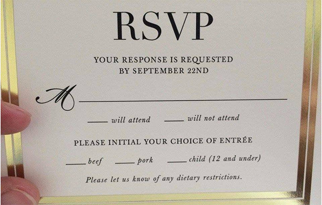 Can you spot what's wrong with this wedding invitation? Photo: Reddit