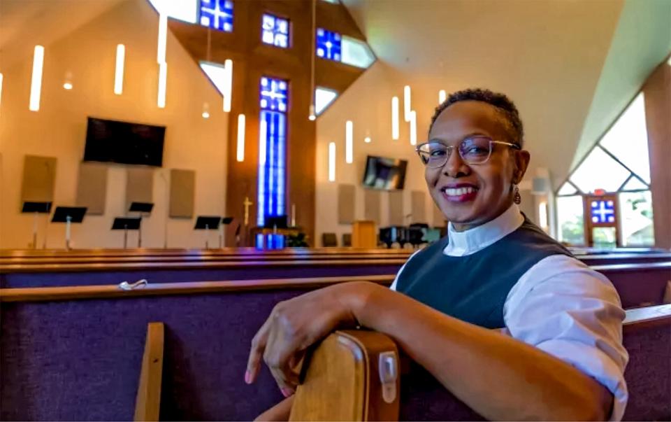 The Rev. Valerie Steele sits in the sanctuary at Quail Springs United Methodist Church, where she is senior pastor.