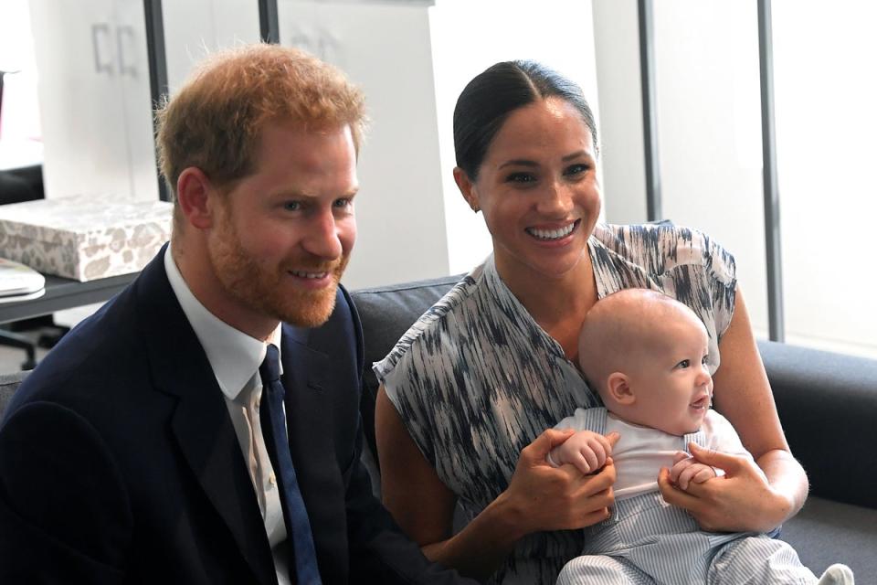 Harry, Meghan and Archie – whose name inspired the Archewell Foundation (Getty)