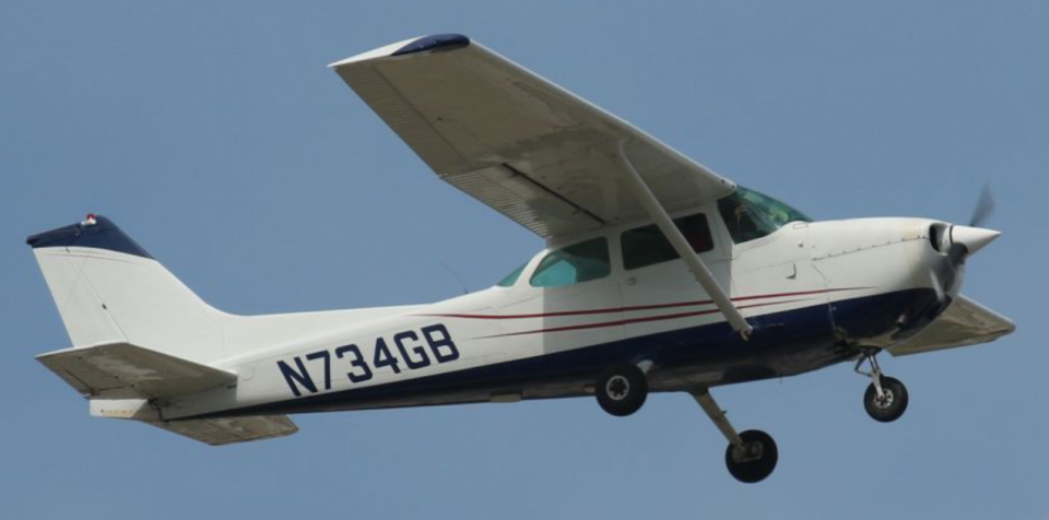 An undated flight photo of the single-engine, four-seat Cessna 172 Skyhawk plane registered to American Flight Line Corp. of Jasper, Alabama. Two people were killed Tuesday evening when the plane crashed near Madison County Airport, where it had taken off and was flying circles around the area for 73 minutes before crashing around 6:20 p.m.