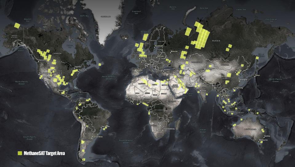 map of the world with oil and gas infrastructure highlighted in yellow