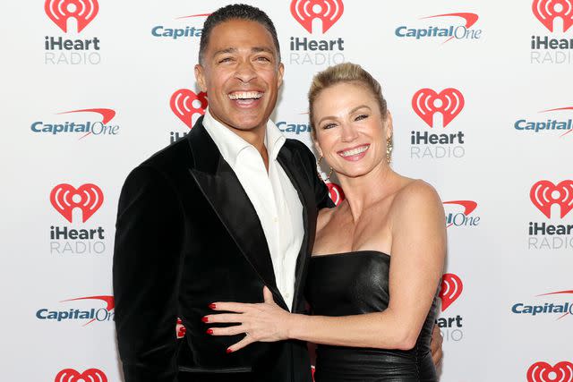 <p>Jesse Grant/Getty</p> T.J. Holmes and Amy Robach attend the iHeartRadio 102.7 KIIS FM's Jingle Ball in 2023.