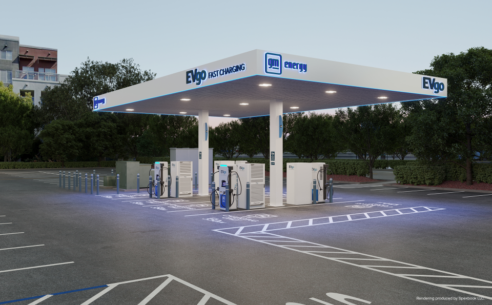 General Motors and EVgo are adding 400 'flagship' fast-charging stations with more chargers and popular features like security cameras and canopies.