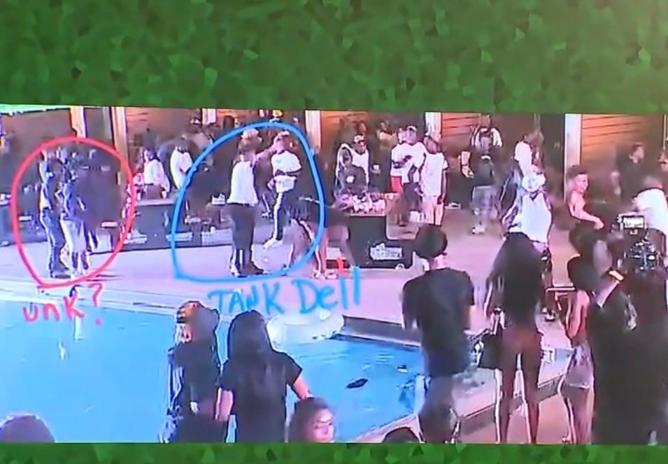 In this screenshot from Cabana Live surveillance video, Houston Texans wide receiver and Daytona Beach native can be seen in the middle of a firefight with the second shooter to the left. The first shooter, a 16-year-old Daytona Beach boy, is offscreen on the right,