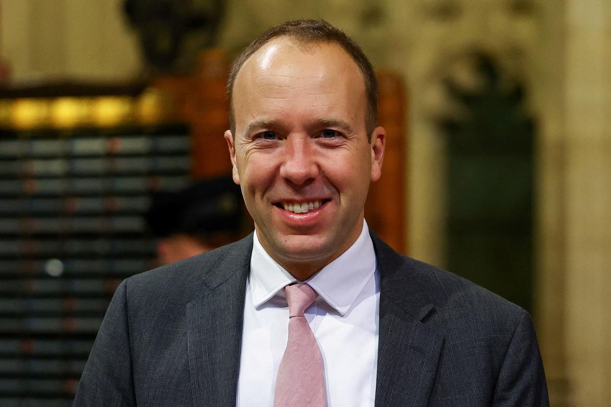 Former British Health Secretary Matt Hancock poses in the House of Commons Members' Lobby ahead of the State Opening of Parliament at the Houses of Parliament in London on November 7, 2023. (Photo by HANNAH MCKAY / POOL / AFP) (Photo by HANNAH MCKAY/POOL/AFP via Getty Images)