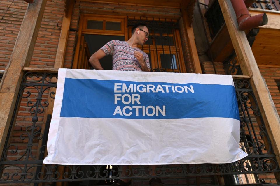 <div class="inline-image__caption"><p>A volunteer for Emigration for Action, an NGO that helps Ukrainians receive medicine in Tbilisi, Georgia.</p></div> <div class="inline-image__credit">Vano Shlamov/AFP via Getty</div>