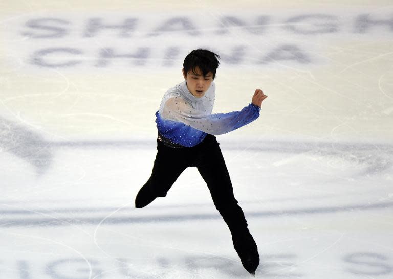 Japan's pin-up Olympic Champion Yuzuru Hanyu recorded a season's best points score at the World Figure Skating Championships in Shanghai on March 27, 2015