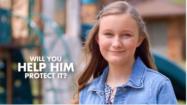 In this screen grab from a political ad, 13-year-old Anastasia Calvey talks about her father, Kevin Calvey, who is running for Oklahoma County district attorney.