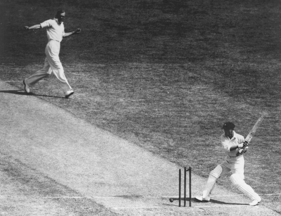 Bradman collects his first Test Match duck during the Bodyline series