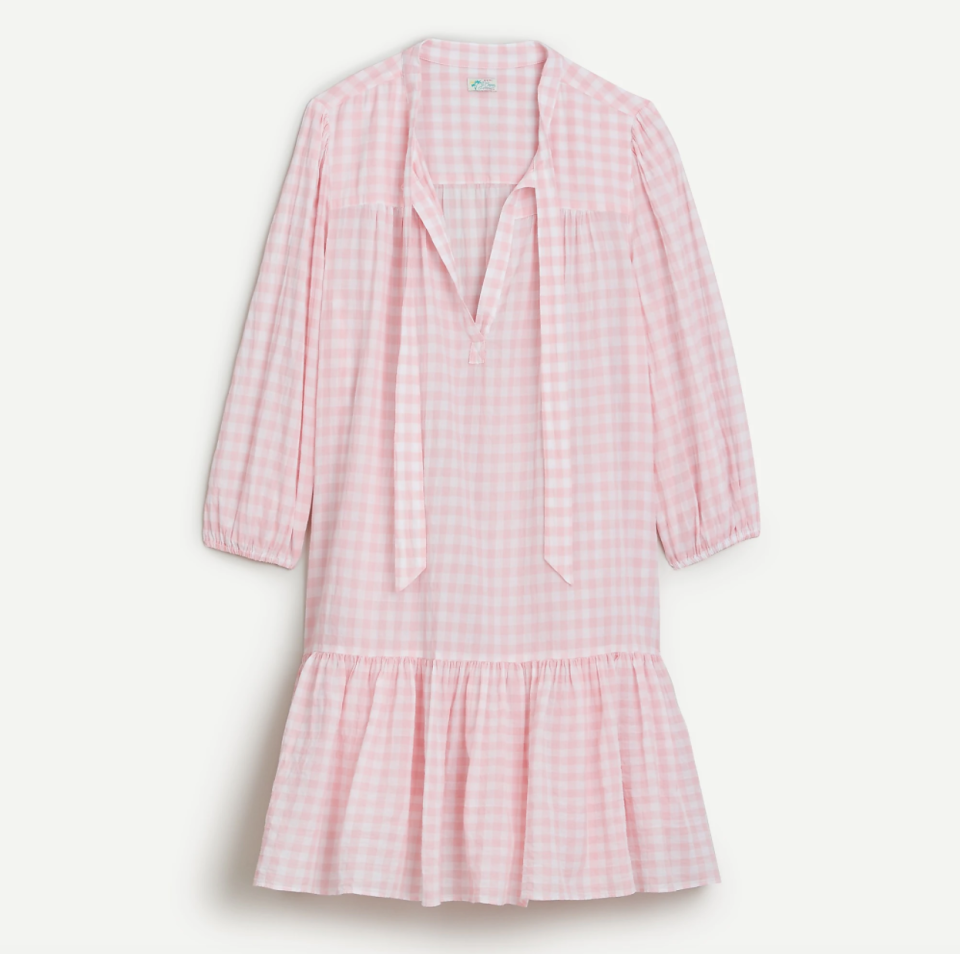 J Crew Beach Tunic in Pink Gingham