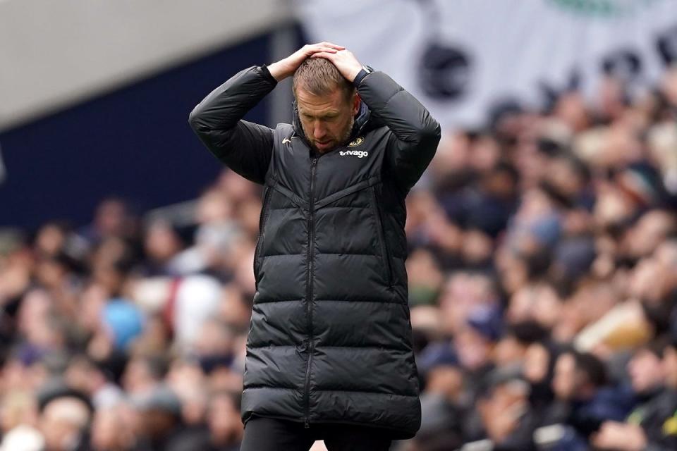 Graham Potter watched Chelsea suffer a third consecutive defeat (Mike Egerton/PA) (PA Wire)