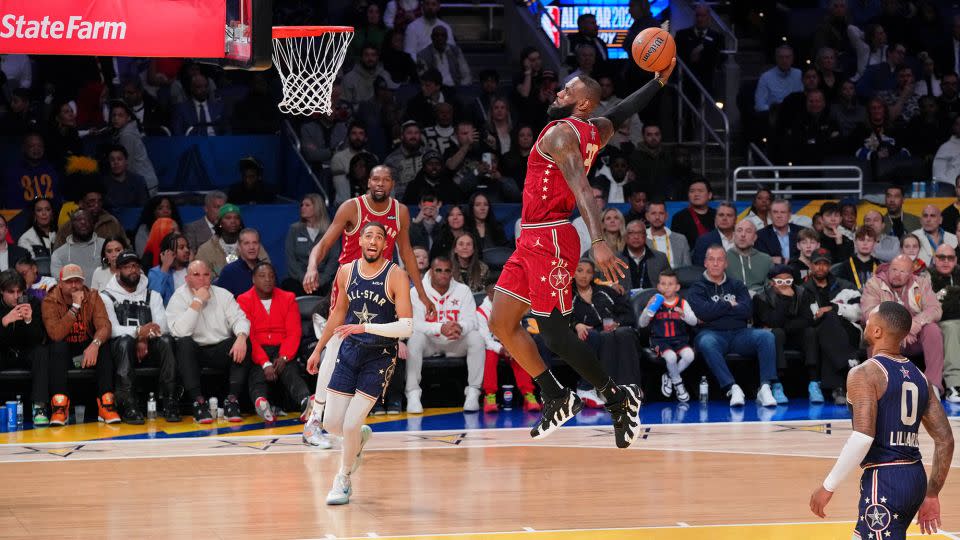 James showcased his signature dunk at the All-Star Game. - Kyle Terada/USA TODAY Sports/Reuters