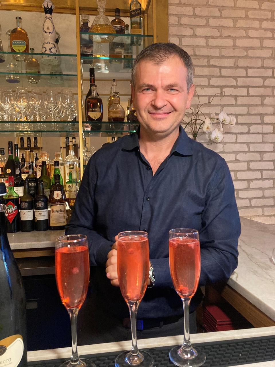 Alex Kola, co-owner of Basso56 in Chappaqua, which opened in May 2022 after years in Manhttan. Photographed August 2022
