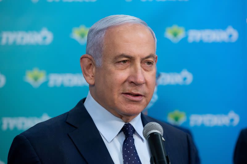 FILE PHOTO: Israeli Prime Minister Benjamin Netanyahu speaks during an event in Jerusalem