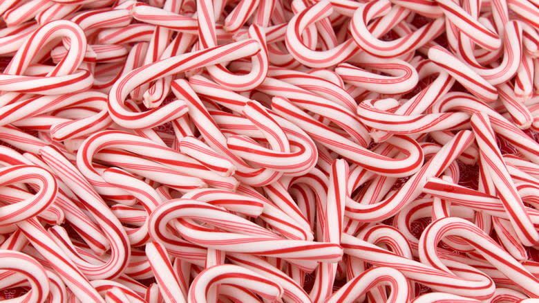 Pile of red and white candy canes