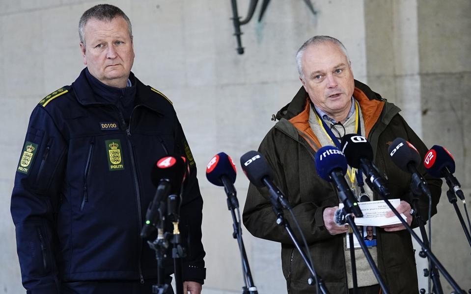 Danish chief of police and head of emergency services hold a press briefing on the raids