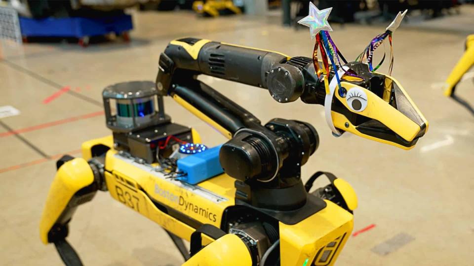 Spot the robot dog can switch between several personalities, from an excitable teen to a sarcastic man named Josh (Boston Dynamics)