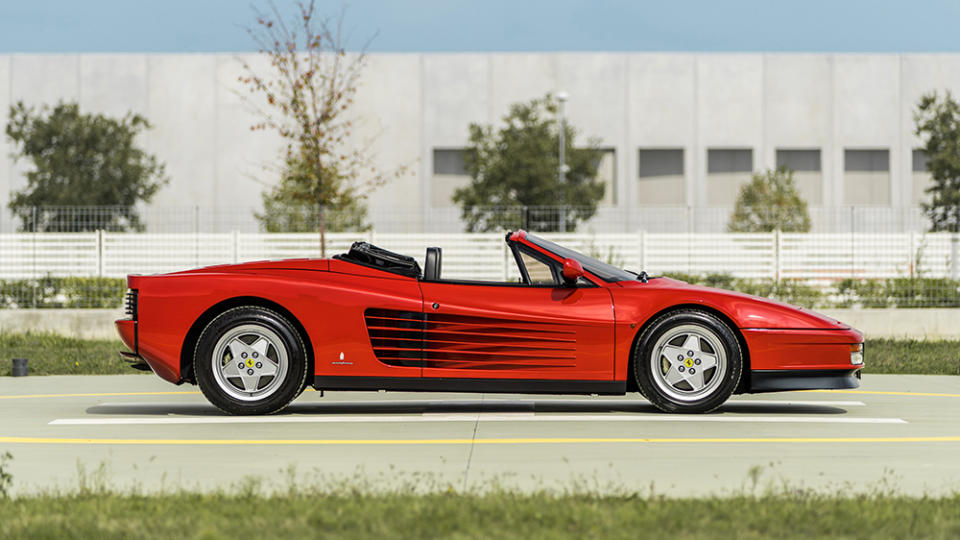 The 1990 Ferrari Testarossa Pininfarina Spider "Special Production" from the side