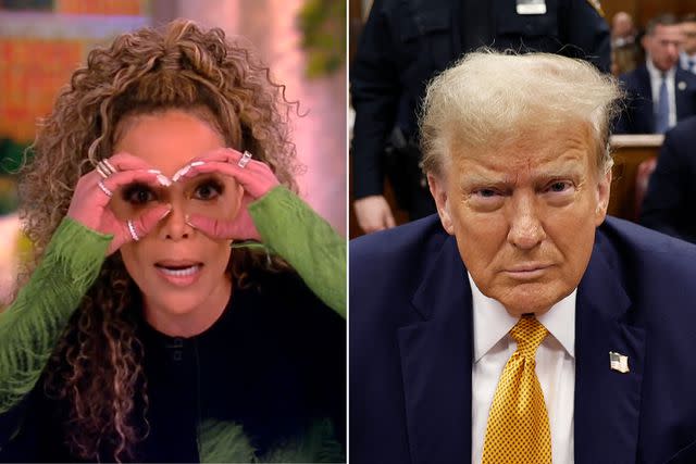 <p>ABC; MICHAEL M. SANTIAGO/POOL/AFP via Getty</p> Sunny Hostin on 'The View' ; Donald Trump in court