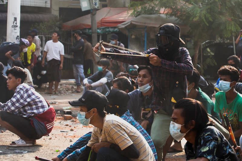 Protest against the military coup, in Yangon