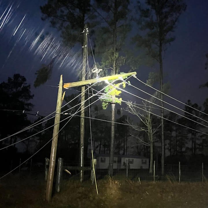 Powerlines are down in many places around Highway 90 in Baldwin County.