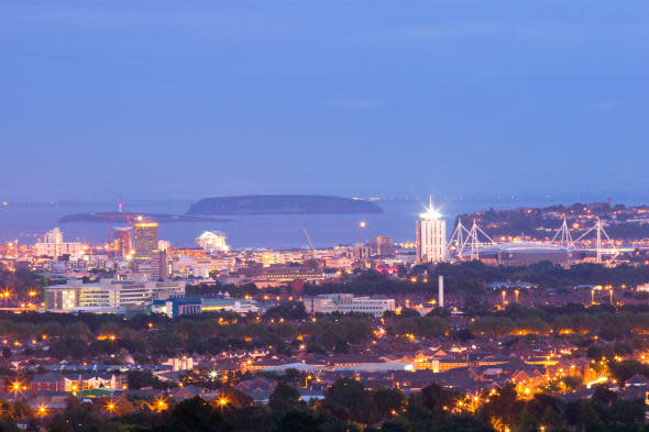 General view of Cardiff Cardiff Bay and Bristol Channel