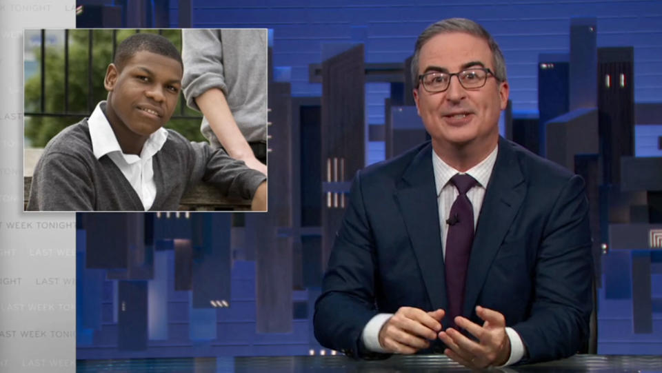 John Oliver highlights John Boyega in a stock photo