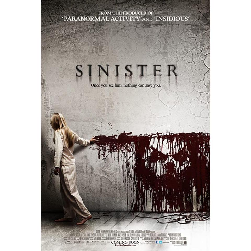 <p><a class="link " href="https://www.netflix.com/search?q=Sinister&jbv=70221486&jbp=0&jbr=0" rel="nofollow noopener" target="_blank" data-ylk="slk:WATCH NOW;elm:context_link;itc:0;sec:content-canvas">WATCH NOW</a> </p><p>While on a quest to get out of his current writer's block, true crime author Ellison Oswald moves his family into a house where a series of unsolved murders have taken place. Hoping to solve the murders himself, Ellison soon learns that there's a supernatural force that could keep him from doing so. </p>