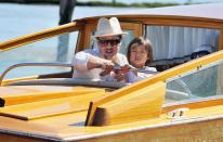 <p>Brad and his adopted son, Pax Thien Jolie-Pitt, arrive in Venice for the film festival. The actor legally became Pax's father in 2008. </p>