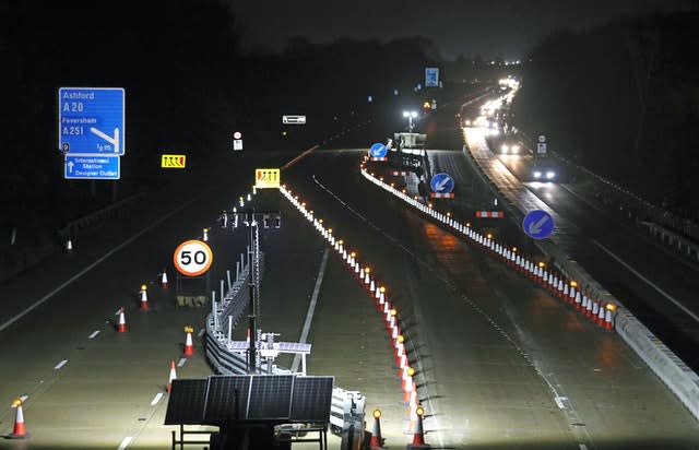 Traffic on the M20 near Ashford