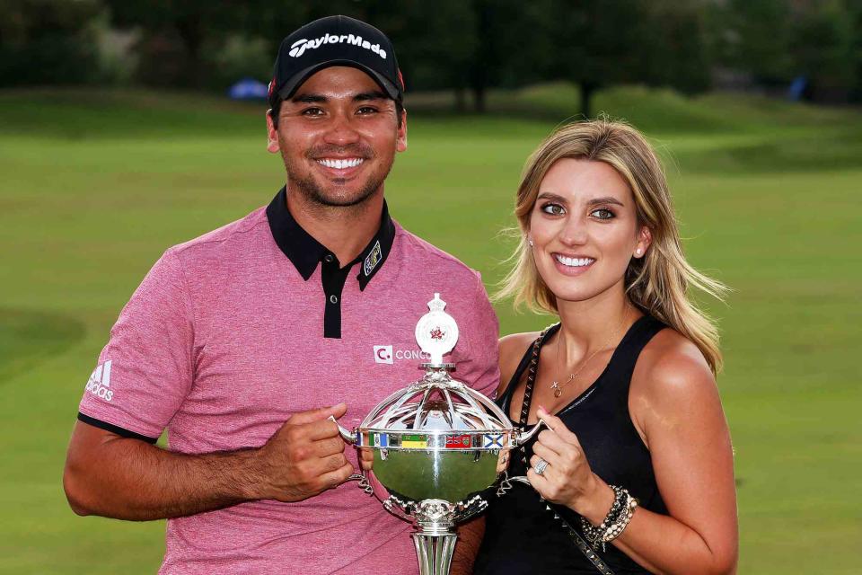 <p>Vaughn Ridley/Getty</p> Jason Day and Ellie Day after the final round of the RBC Canadian Open on July 26, 2015 in Oakville, Canada.