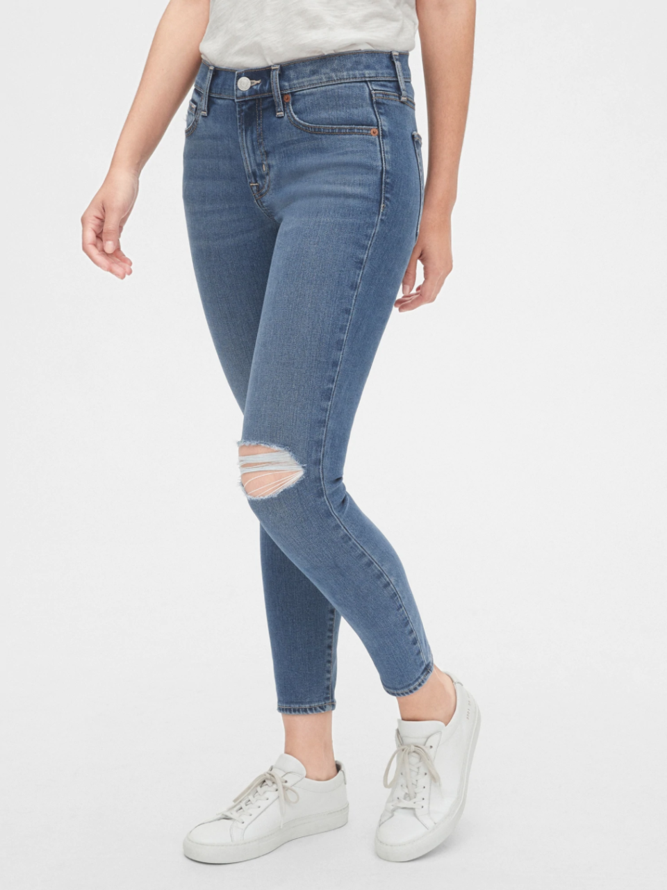 Soft Wear Mid Rise True Skinny Ankle Jeans. Image via Gap.