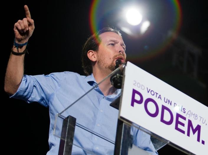 Podemos leader and election candidate Pablo Iglesias in Palma de Mallorca on December 8, 2015 (AFP Photo/)