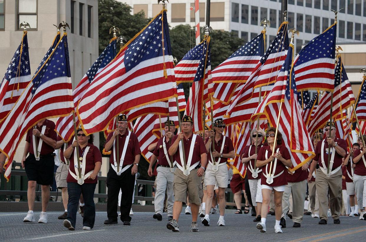 Color guard from Minnesota marched in the National American Legion Convention parade on Kilbourn Ave. in  Milwaukee Sunday, August 29, 2010.