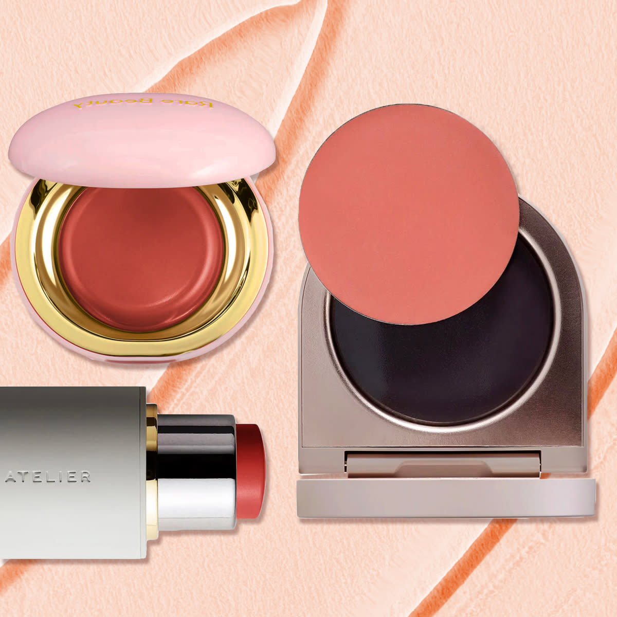  collage of the best cream blushes including rare beauty blush 