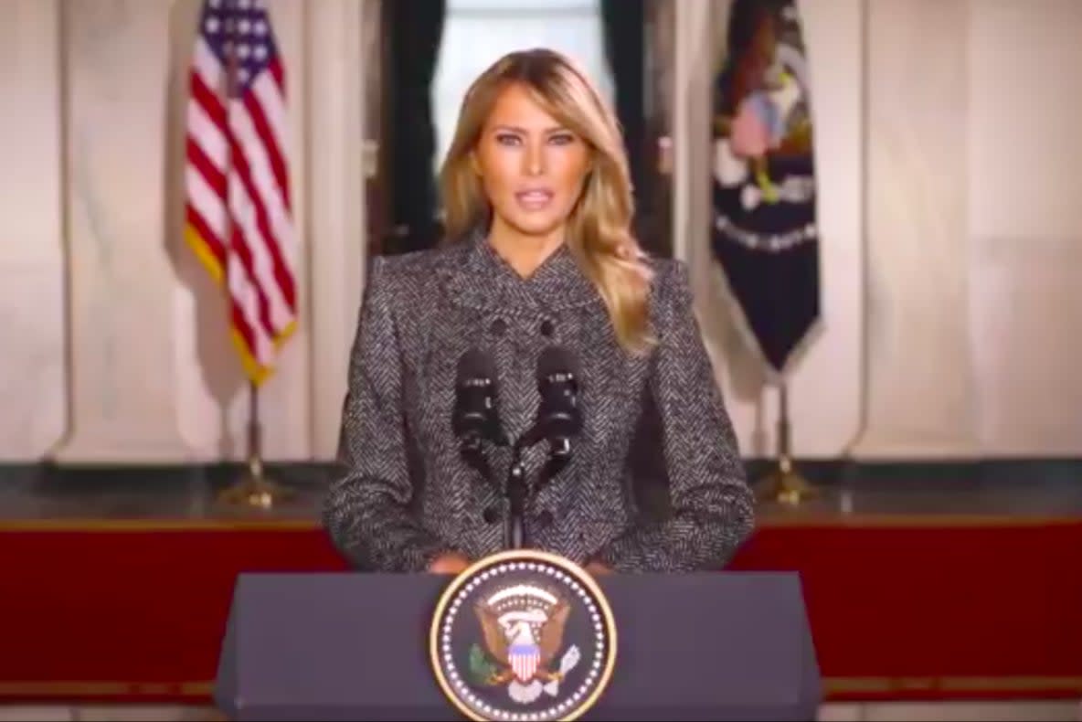 Melania Trump gave her farewell speech as the Trumps prepare to leave the White House  (Twitter/ Melania Trump)