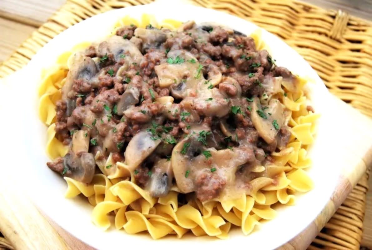 <p>Krista Marshall</p><p>Beef Stroganoff is a classic comfort food, but this version goes a little easier on the wallet thanks to ground beef.</p><p><strong>Get the recipe: <a href="https://parade.com/939652/kristamarshall/best-ground-beef-stroganoff-recipe/" rel="nofollow noopener" target="_blank" data-ylk="slk:Ground Beef Stroganoff;elm:context_link;itc:0;sec:content-canvas" class="link rapid-noclick-resp">Ground Beef Stroganoff</a></strong></p>