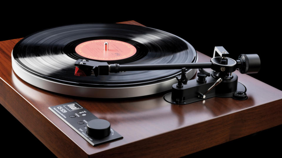  Dual CS529 record player on a black background. 