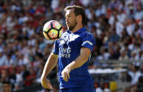 Football Soccer Britain - Leicester City v Manchester United - FA Community Shield - Wembley Stadium - 7/8/16 Leicester City's Christian Fuchs in action Action Images via Reuters / John Sibley Livepic EDITORIAL USE ONLY. No use with unauthorized audio, video, data, fixture lists, club/league logos or "live" services. Online in-match use limited to 45 images, no video emulation. No use in betting, games or single club/league/player publications. Please contact your account representative for further details.