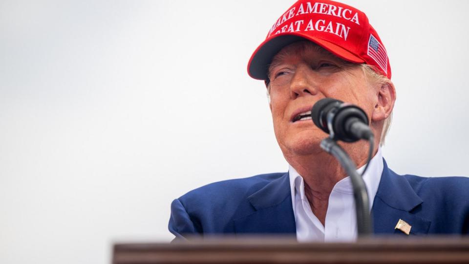 Former U.S. President Donald Trump speaks during his campaign rally at Sunset Park on June 09, 2024, in Las Vegas, Nevada. (PHOTO by Brandon Bell/Getty Images) (Brandon Bell/Getty Images)