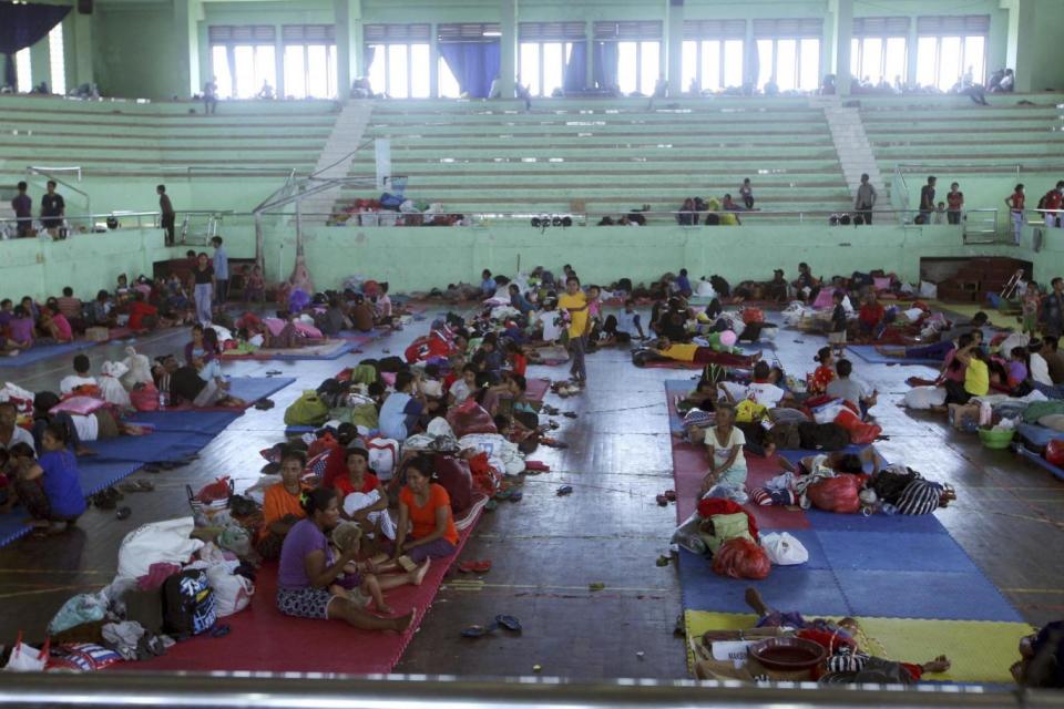 Villagers bed down at a temporary shelter in Klungkung, Bali, on Saturday (AP)